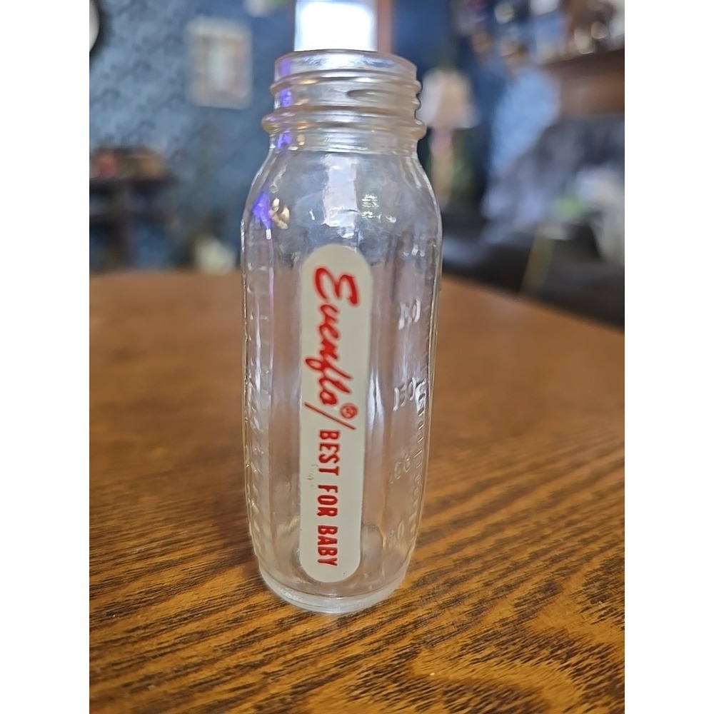 Vintage Miniature Salesman Sample Size Evenflo Glass Baby Bottle Doll Bottle 3"